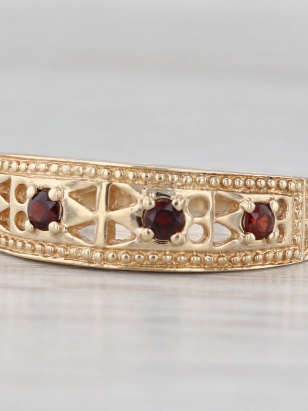 0.25ctw Garnet Ring 14k Yellow Gold Size 8 Stackable Openwork Band